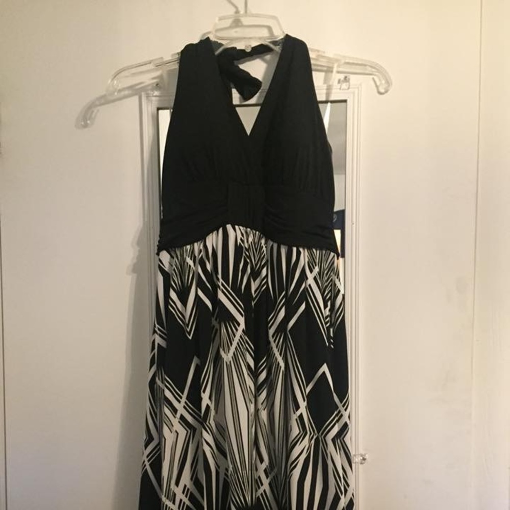Black and white halter dress